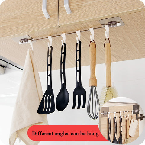 Kitchen Gabgets Cupboard 6 Hook Home Organizer Storage Rack